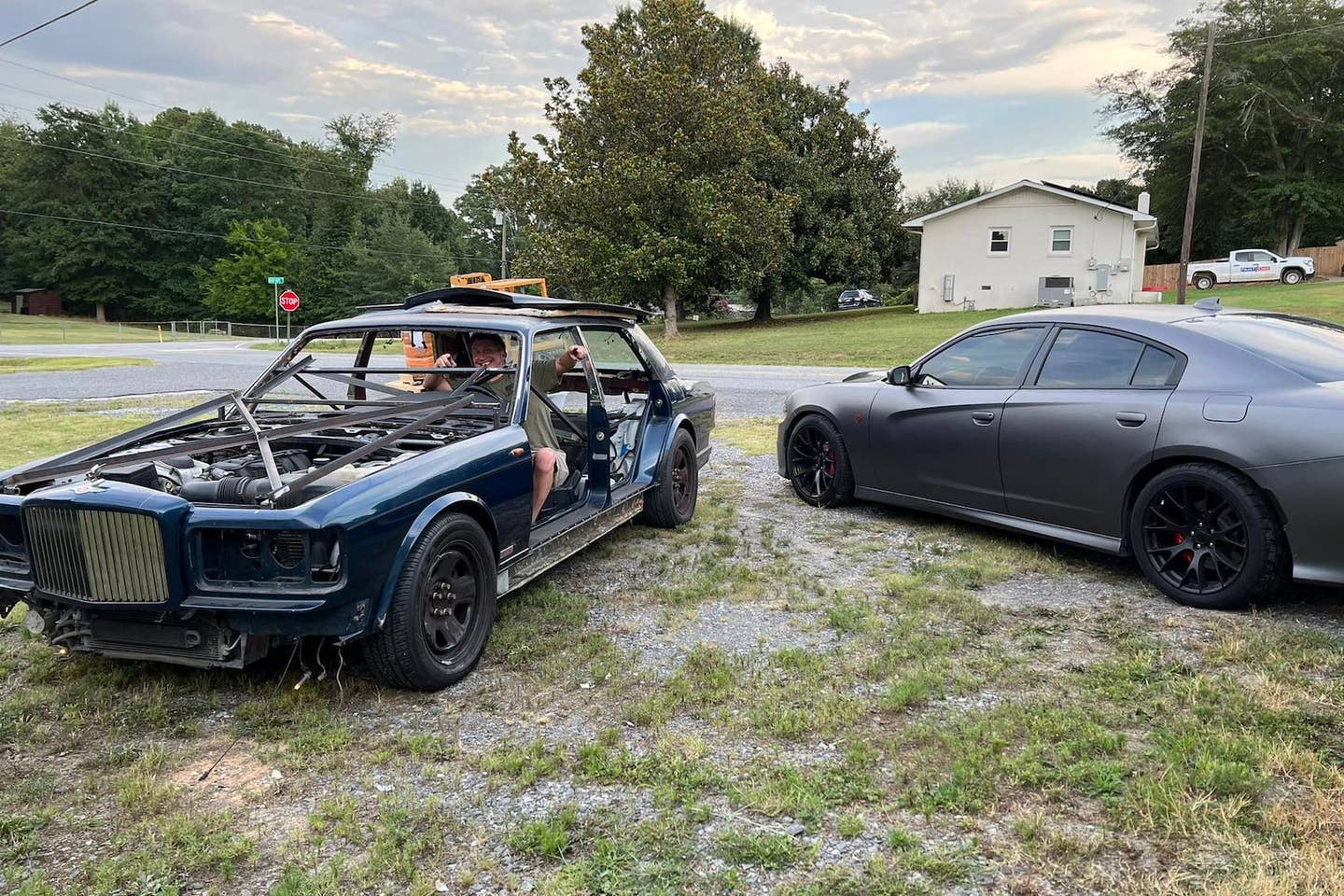 Bentley Turbo R on Dodge Charger chassis next to the Charger Hellcat donor, <em>Rob Hoover</em>