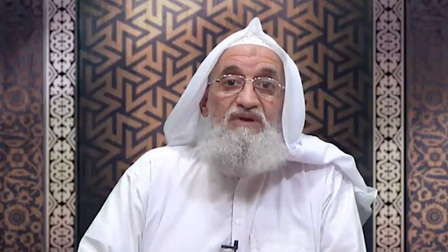 Ayman al Zawahiri, Al Qaeda's most recent leader, is seen in this screen grab from a video the group put out in September 2021 to mark the 20th anniversary of the 9/11 terrorist attacks.