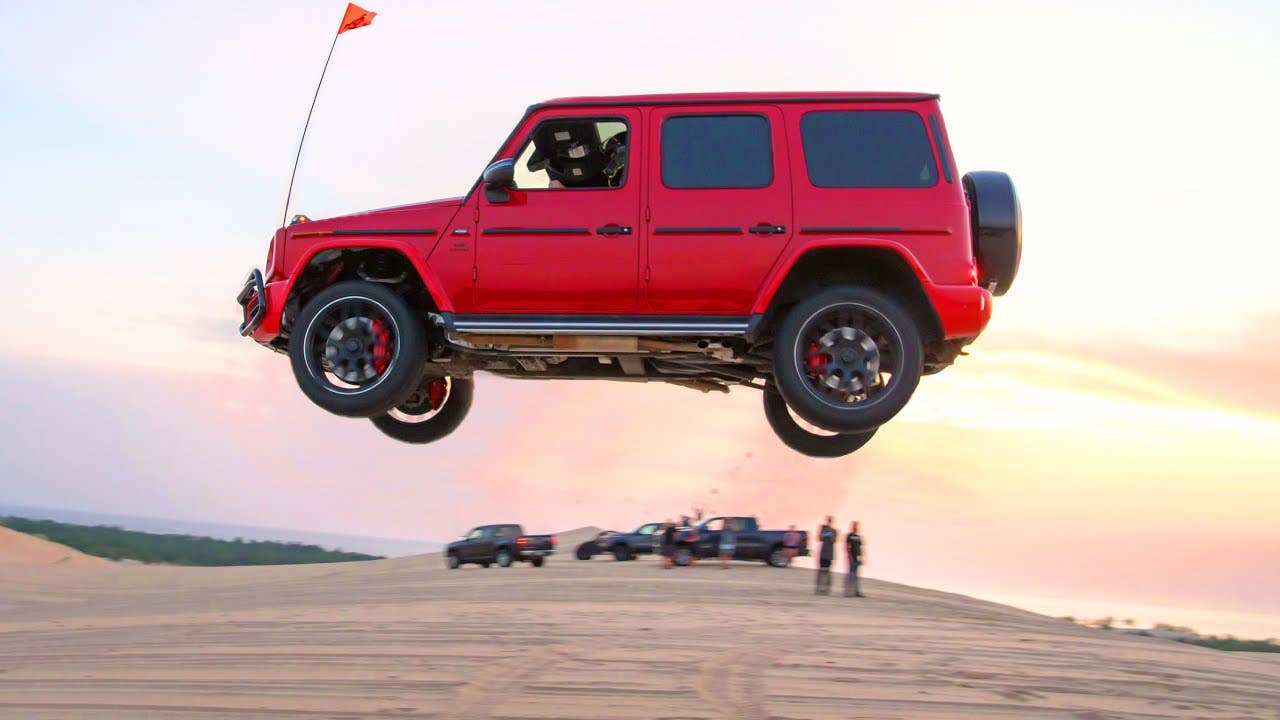 Watch a Mercedes G-Wagen Survive a Wild 91-Foot Jump