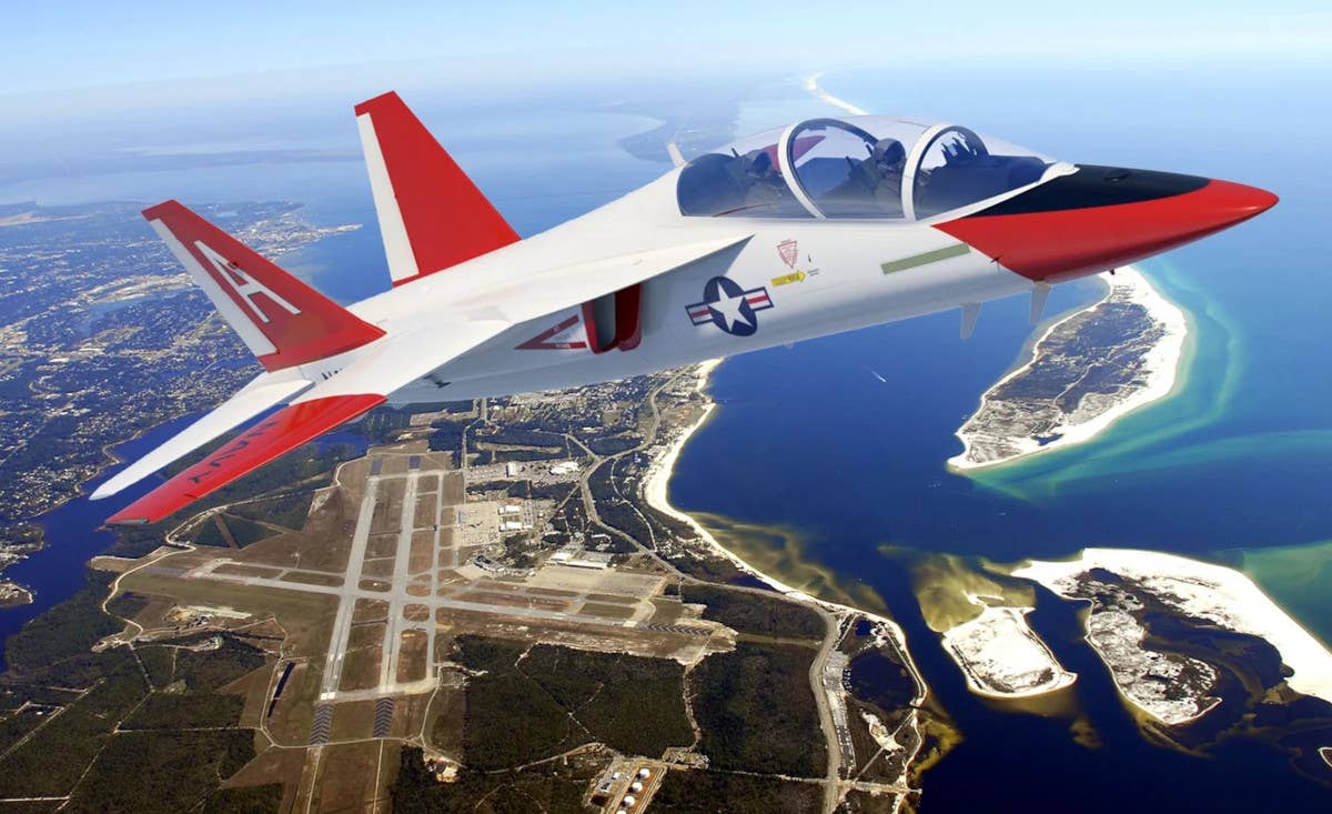 An artist's conception of a T-7A Red Hawk variant for the US Navy. <em>Boeing</em>
