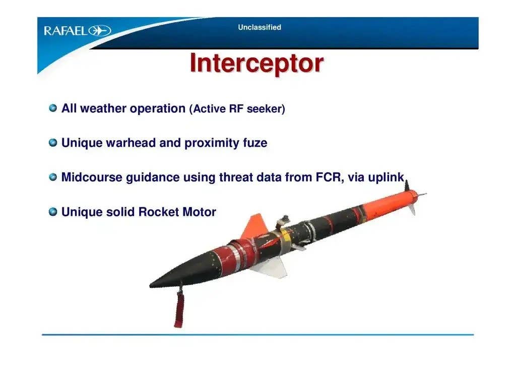 A general overview of the Tamir interceptor used in the Iron Dome system.,&nbsp;<em>Rafael</em>