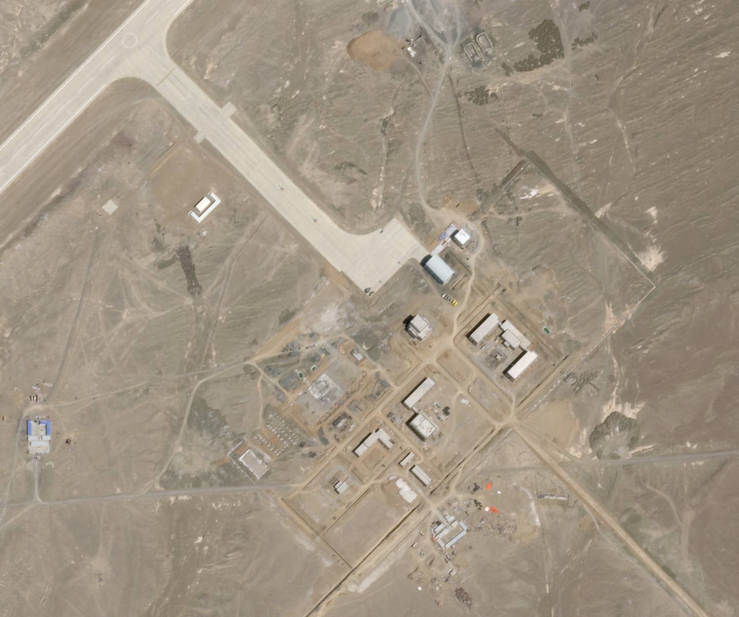 A look at the new facilities built and/or being built near the main apron at the air base near Lop Nor on August 3, 2022. <em>PHOTO © 2022 PLANET LABS INC. ALL RIGHTS RESERVED. REPRINTED BY PERMISSION</em>