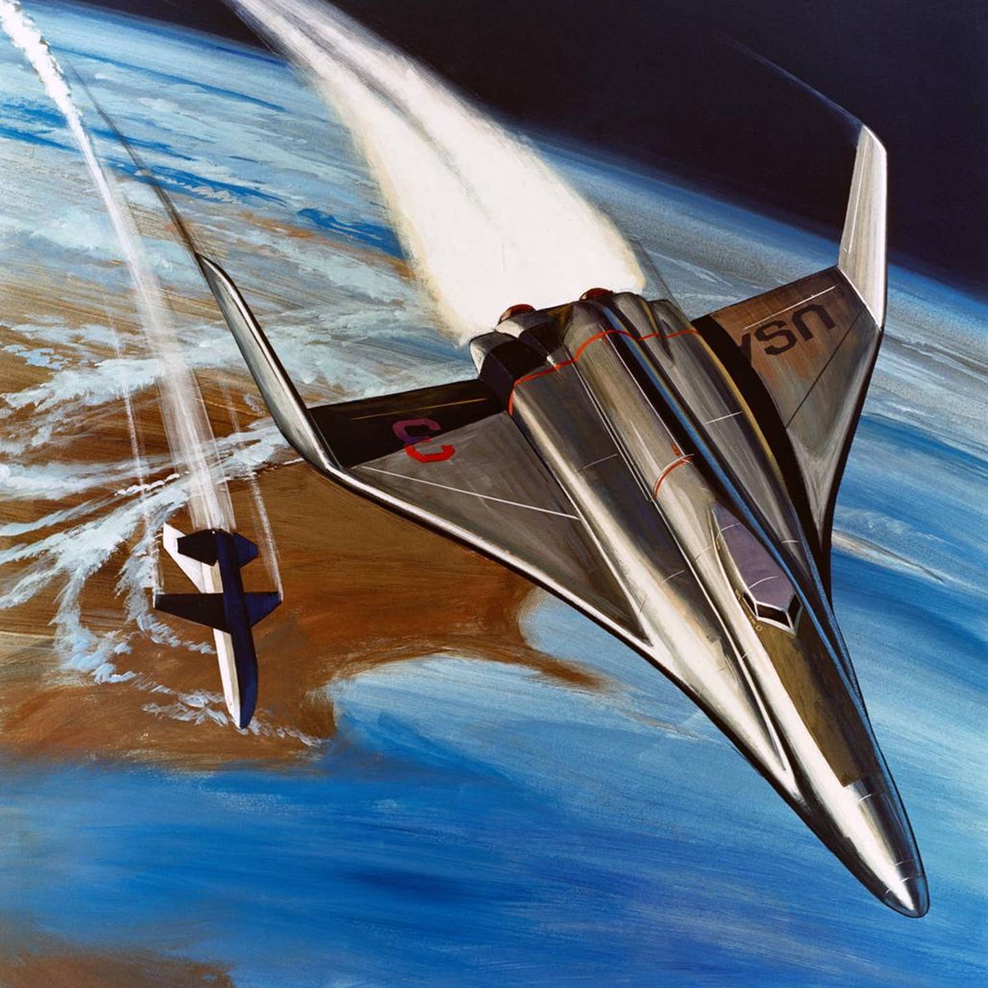The metallic-colored orbiters in early renderings look positively futuristic. <em>NASA</em>