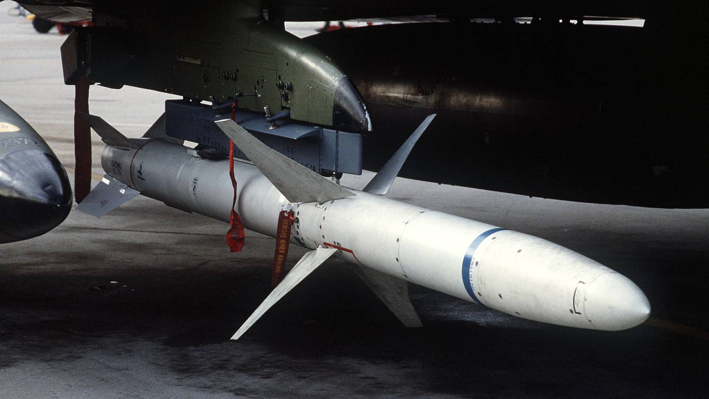 An AGM-88 High-speed Anti-Radiation Missile (HARM).