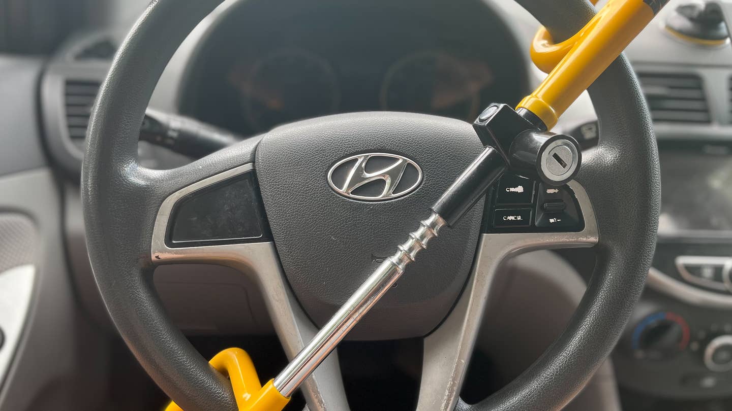 Drive a Newer Hyundai or Kia? A Steering Wheel Lock Could Keep It From Getting Stolen