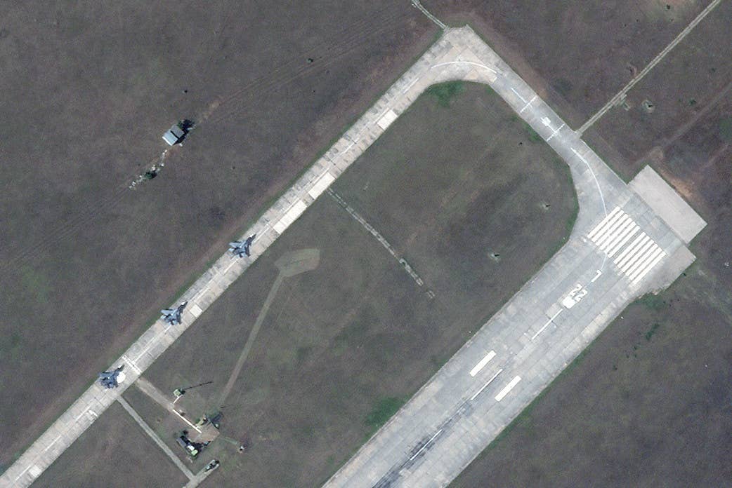 Additional Su-30 Flankers at the far northeastern end of the base. <em>PHOTO © 2022 PLANET LABS INC. ALL RIGHTS RESERVED. REPRINTED BY PERMISSION</em>