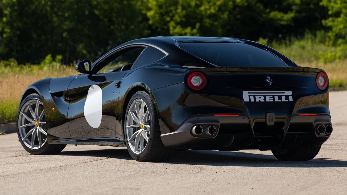 The F12TDF is still for sale, although the production car looks a little angrier than this mule. <em>Mecum</em>