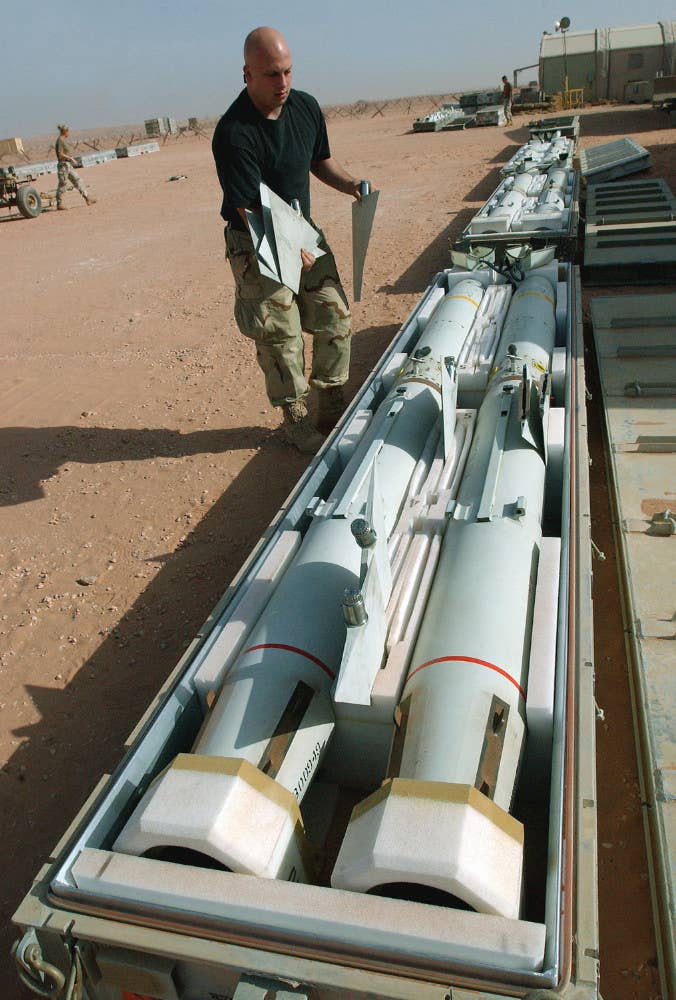 Another view of AGM-88 missiles in their transit case. <em>DOD</em>