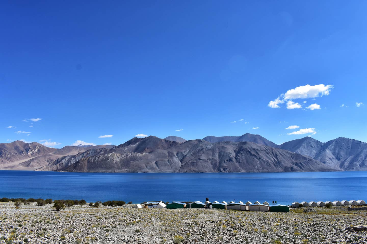 A panoramic view of Pangong Lake in Ladakh Valley on September 13, 2018.<em> Credit: Muzamil Mattoo/NurPhoto via Getty Images</em>