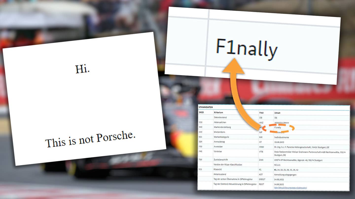 Porsche’s ‘F1nally’ Trademark Application Hints at Upcoming F1 Entry