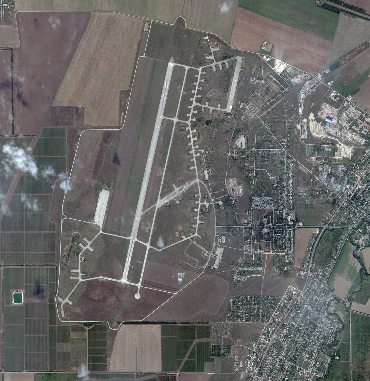 A satellite image of Gvardeyskoe Air Base taken on August 17, 2022. <em>PHOTO © 2022 PLANET LABS INC. ALL RIGHTS RESERVED. REPRINTED BY PERMISSION</em>