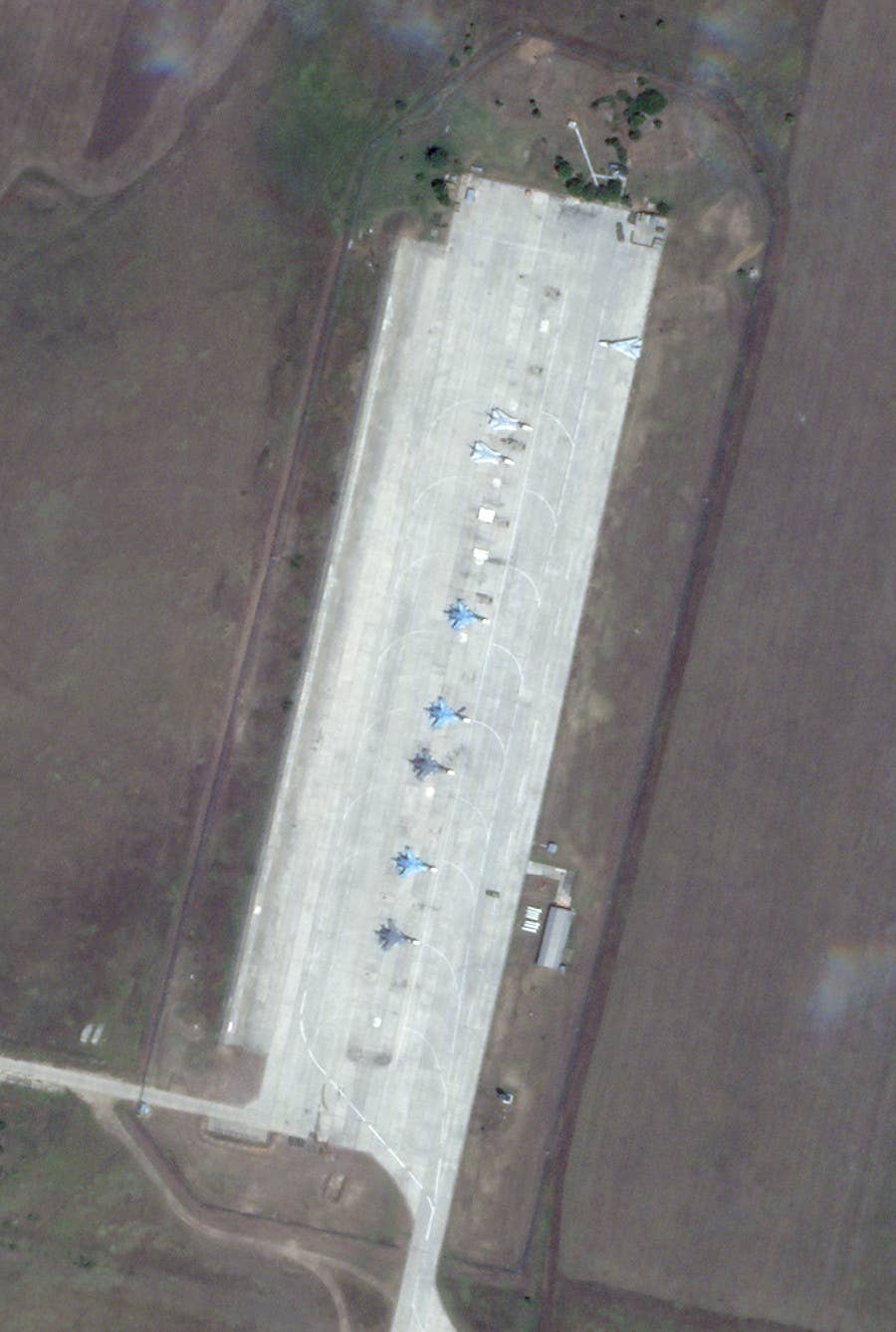 The other large apron at Gvardeyskoe looking untouched in the August 17 image. <em>PHOTO © 2022 PLANET LABS INC. ALL RIGHTS RESERVED. REPRINTED BY PERMISSION</em>