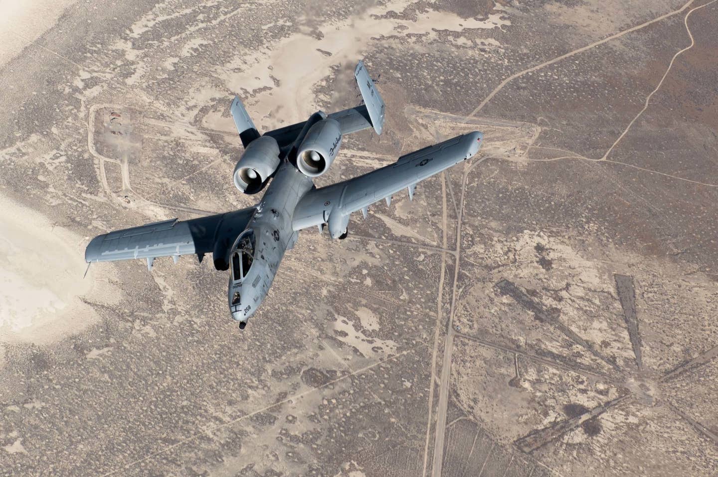 An A-10 Warthog assigned to the 514th Flight Test Squadron peels away after receiving fuel over Idaho on Nov. 25, 2020. <em>Credit: Senior Airman Danielle Charmichael/U.S. Air Force</em>