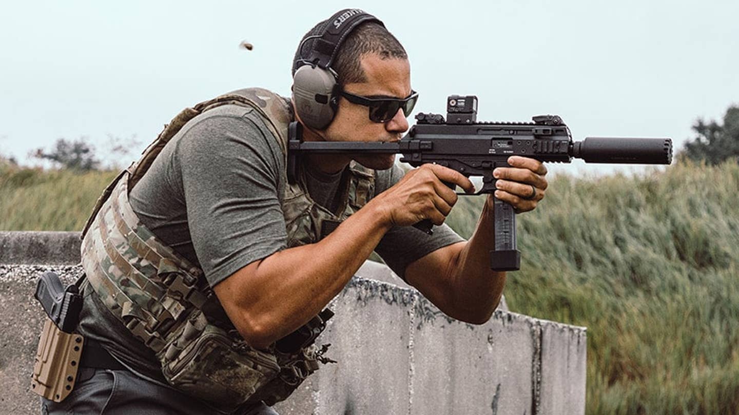 A B&T promotional shot for the APC9K submachine gun.