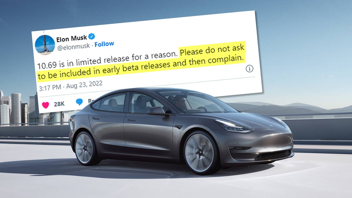 Elon Musk Tells Tesla Full Self-Driving Beta Tester to Stop Complaining