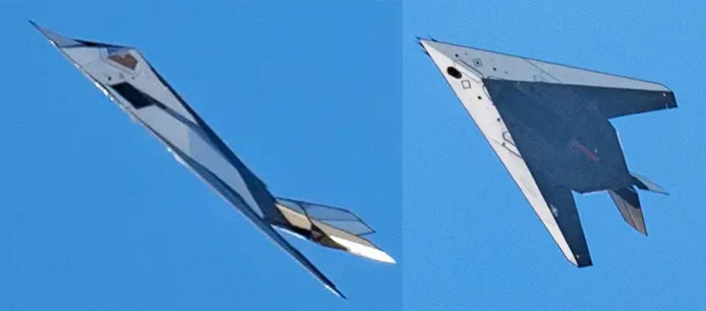 An F-117 was caught flying with a mirror-like coating earlier this year. <em>Credit: Reader submission</em>
