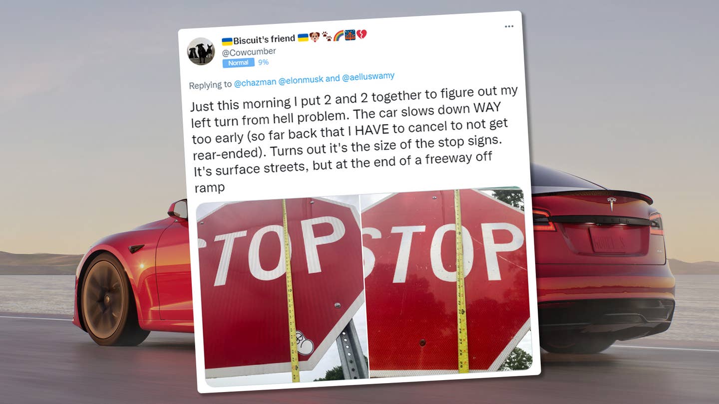 Tesla Model S Stop Sign Size Distance
