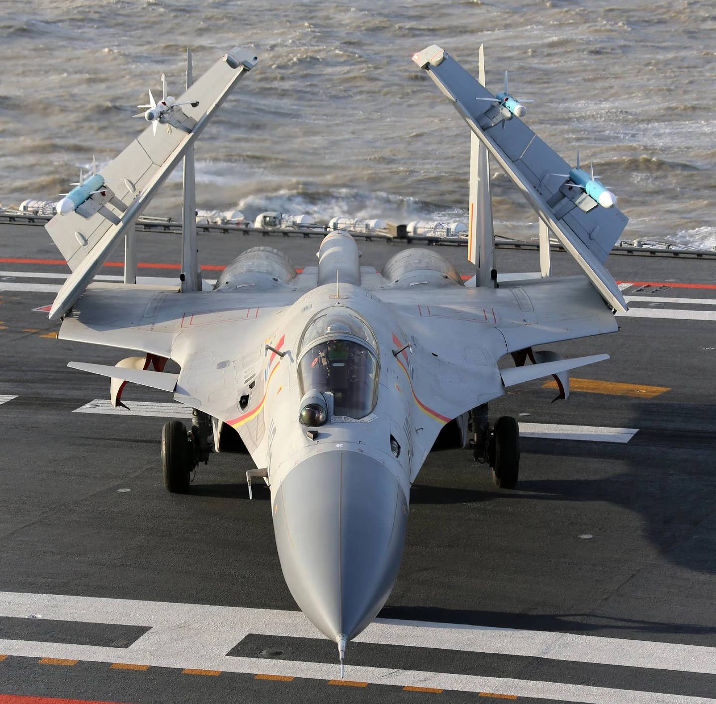 A carrier-capable J-15 loaded with Chinese AAMs. <em>PLAN</em>