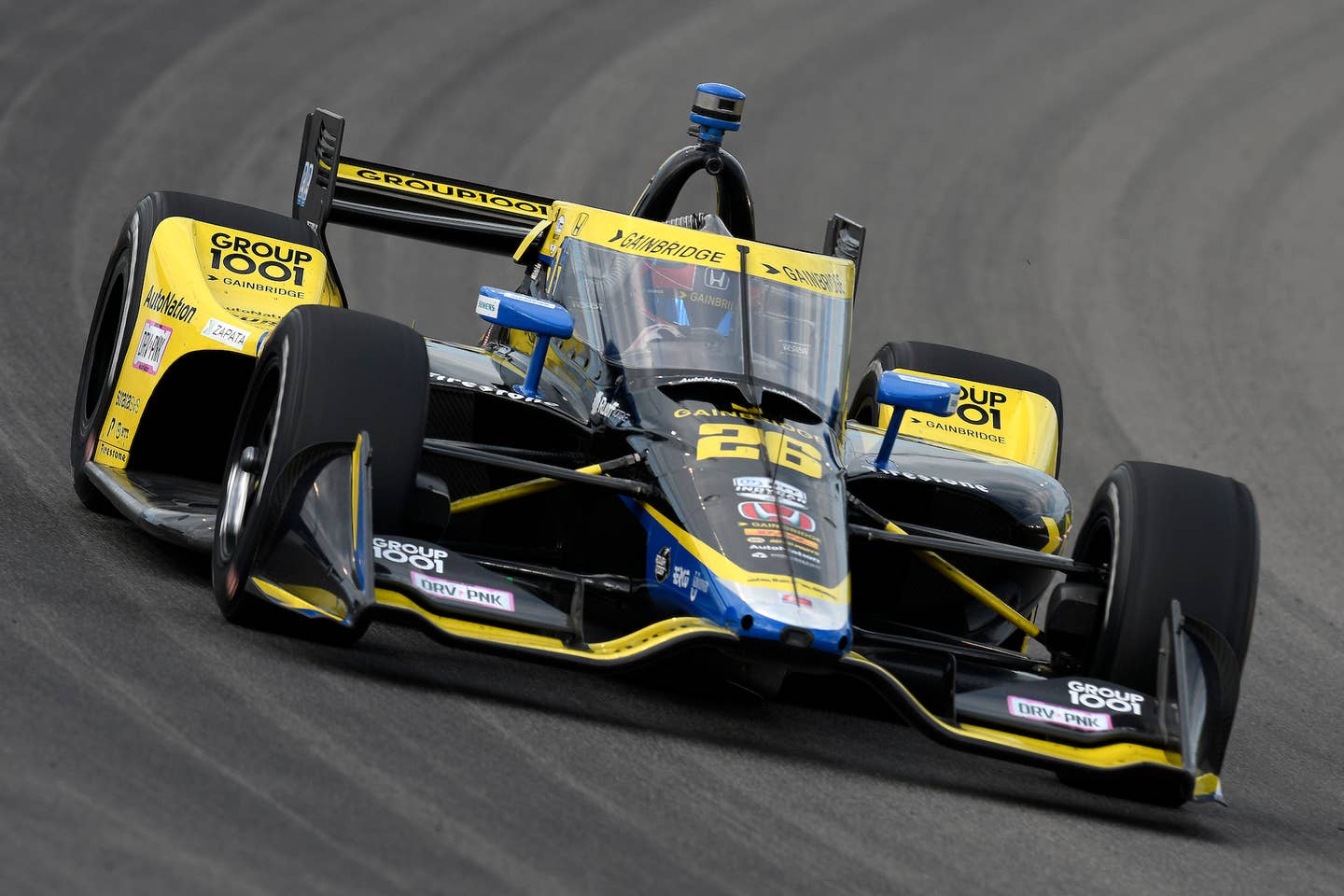 MADISON, IL - AUGUST 20: Colton Herta (#26 Andretti Autosport) drives through turn four during the NTT IndyCar Series Bommarito Automotive Group 500 on August 20, 2022, at World Wide Technology Raceway at Gateway in Madison, Illinois. (Photo by Michael Allio/Icon Sportswire via Getty Images)