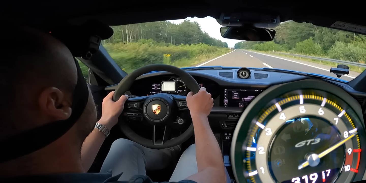 Watch a 2022 Porsche 911 GT3 Hit 198 MPH on the Autobahn