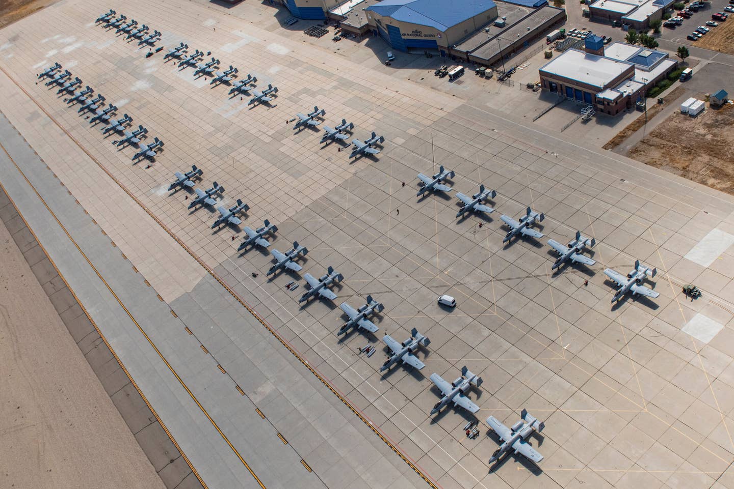 On Sept. 7, over 30 A-10s from across the nation parked at Gowen Field's flightline in preparation for the competition. <em>Credit: U.S. Air National Guard photo by Master Sgt. Becky Vanshur</em>