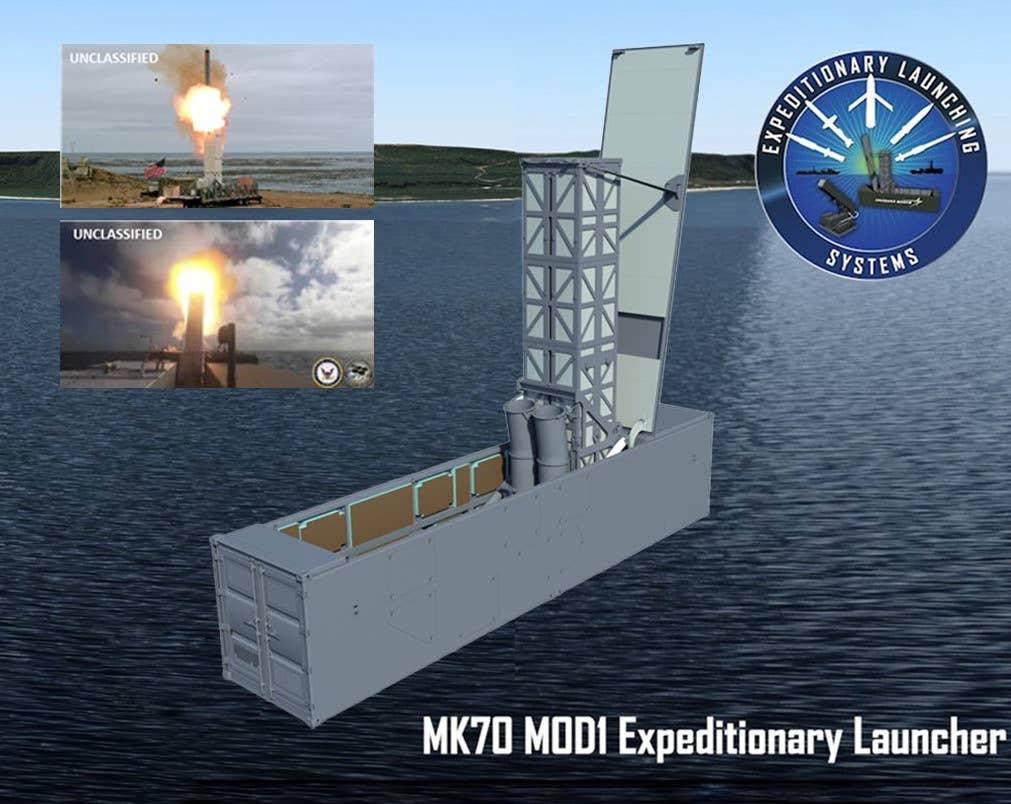 A rendering of the Mk 70 Mod 1 Expeditionary Launcher.<em> Public Domain</em>