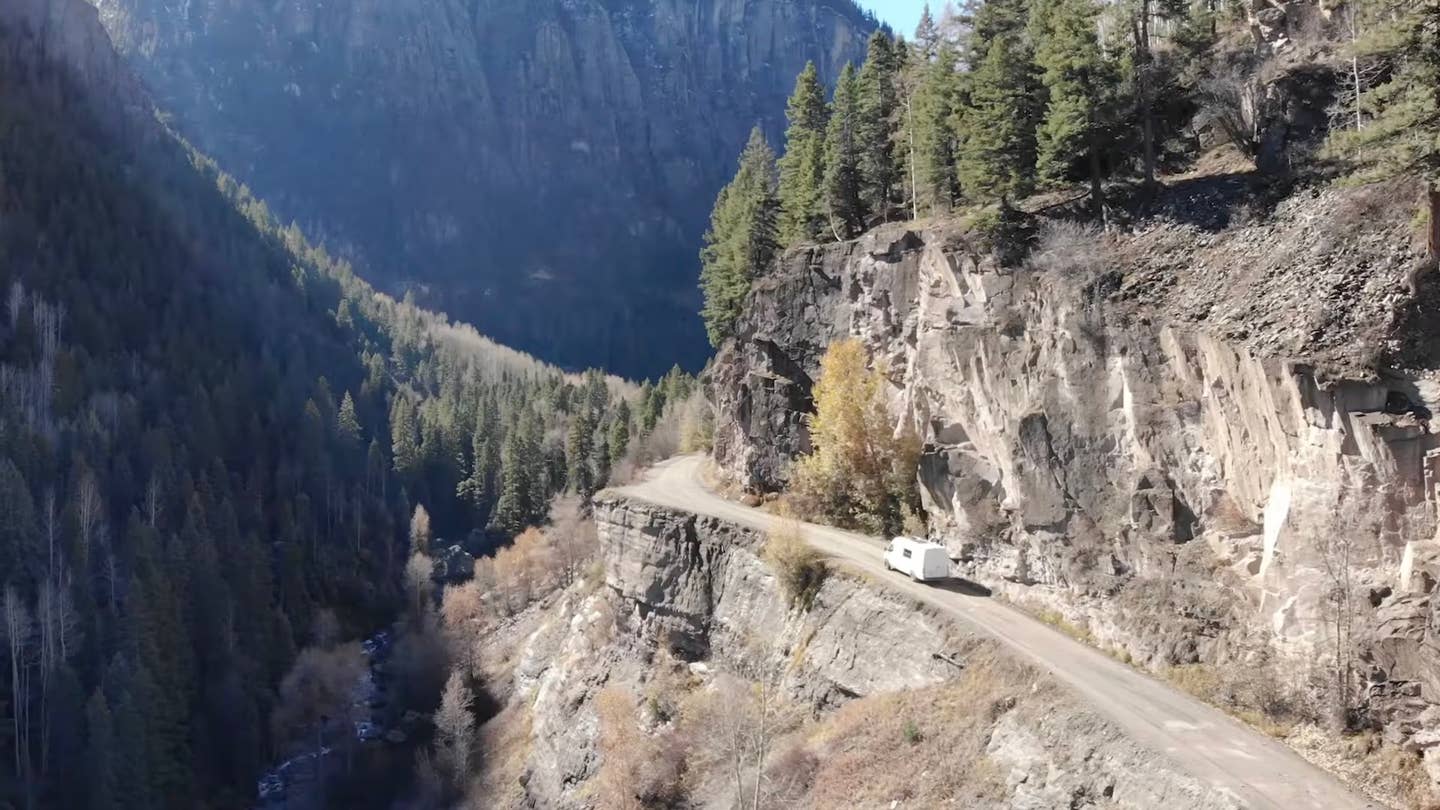 Drone footage from Camp Bird Road outside Ouray, Colorado