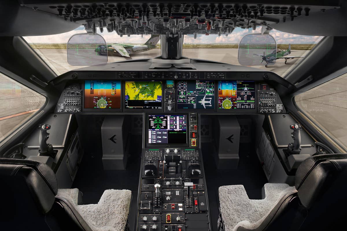The KC-390's glass cockpit.<em> Credit: Embraer</em>