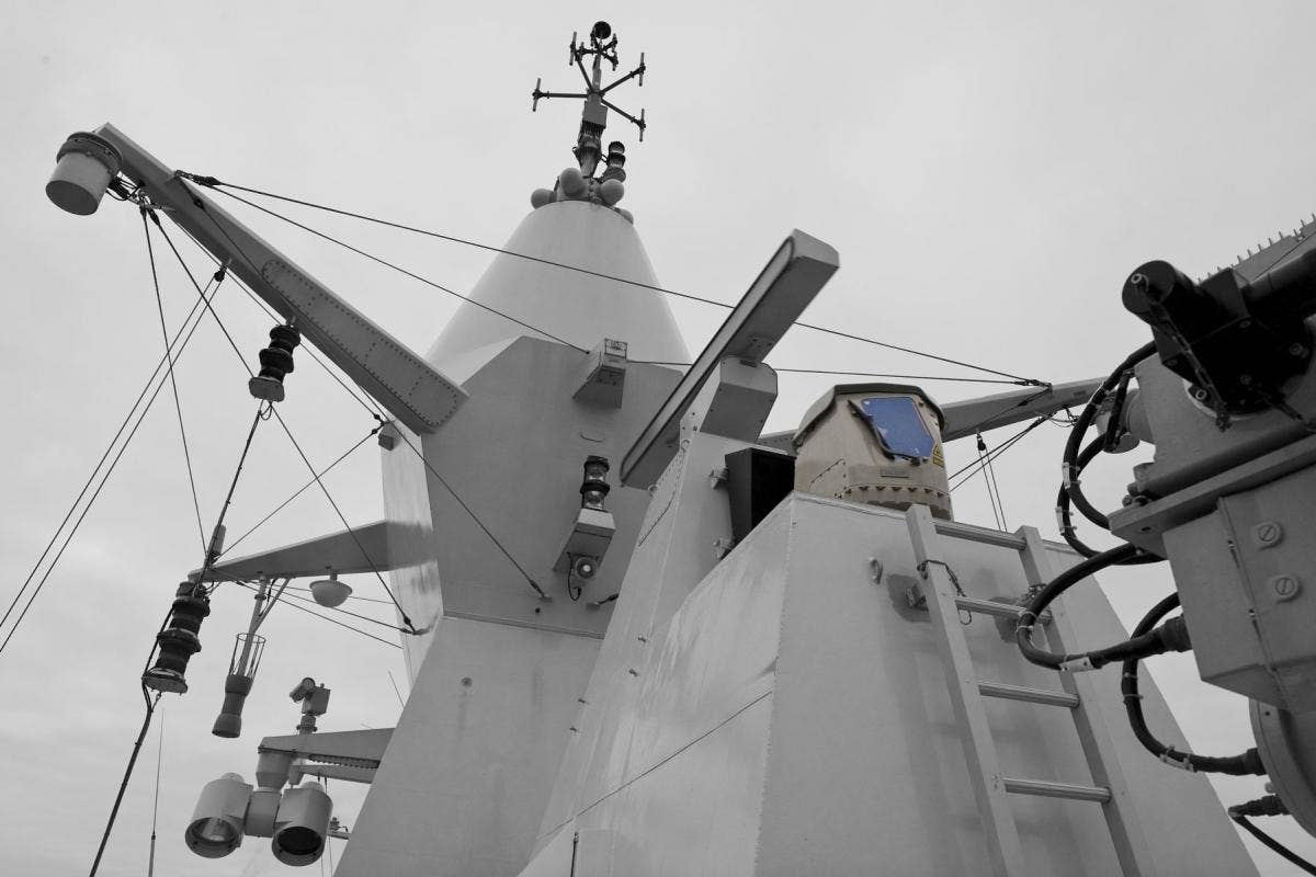 Safran's VAMPIR NG IRST system installed aboard a ship. <em>Credit: Safran</em>