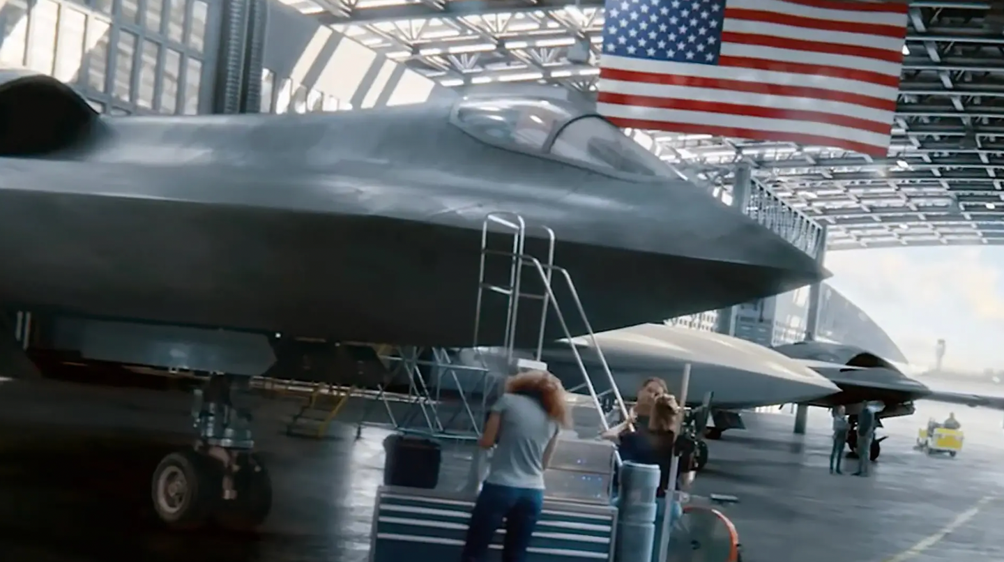 A notional design for the U.S. Air Force NGAD in a promotional video from Northrop Grumman<em>.&nbsp;Northrop Grumman</em>