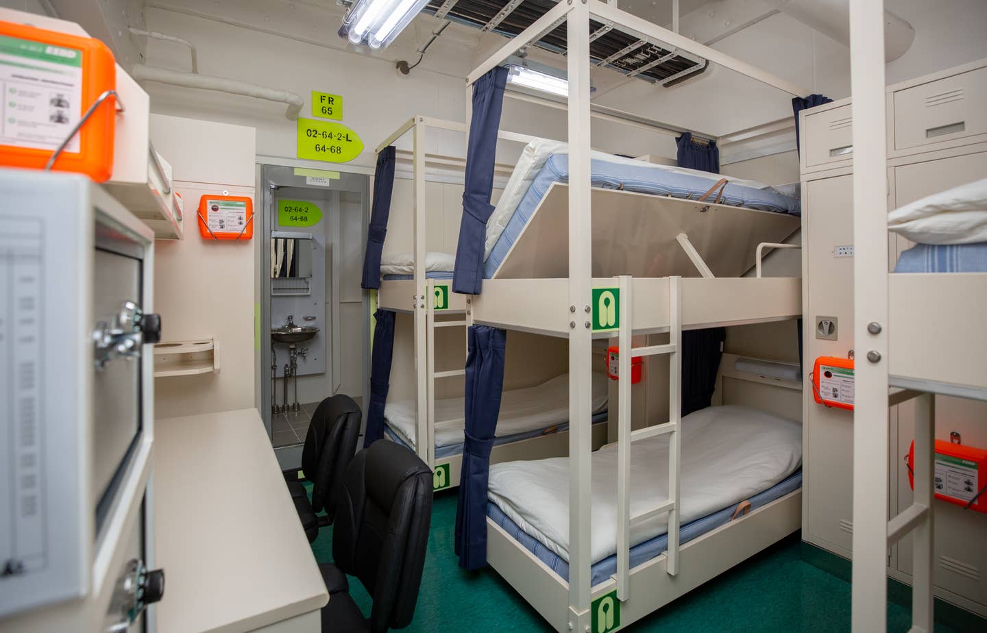 A view of some of the crew quarters below decks on the <em>Yushan. Office of the President of Taiwan</em>