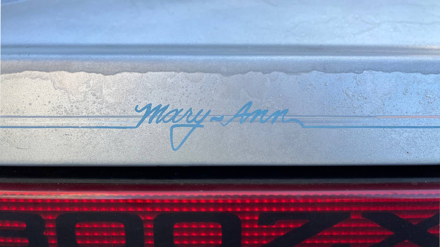 The original pinstriping, even as weathered as it is, might be the car's coolest feature. <em>Andrew P. Collins</em>
