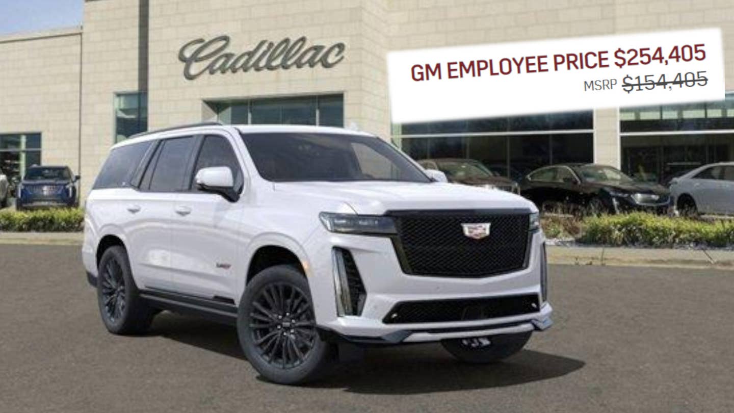 Dealer Lists 2023 Cadillac Escalade V Employee Price at $254,405