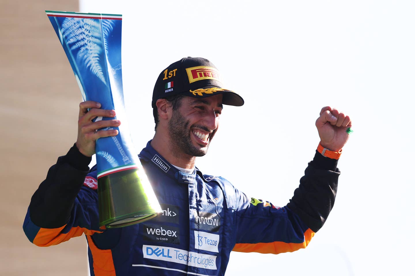 Daniel Ricciardo after his win at the 2021 Italian Grand Prix. <em>Getty</em>