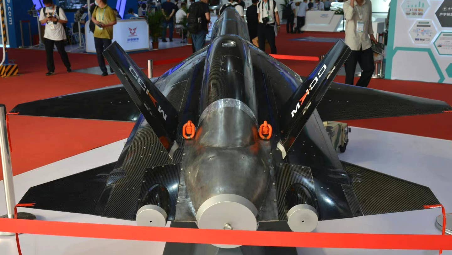 A look at the rear of a model of an LJ-1 drone. <em>Chinese internet</em>