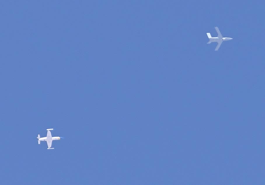 N25PX, at bottom right, flying close to N401XP on October 16. <em>@Task_Force23</em>