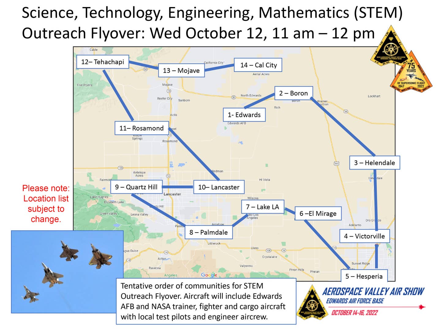 A map of the STEM Flyover. <em>Credit: U.S. Air Force</em>