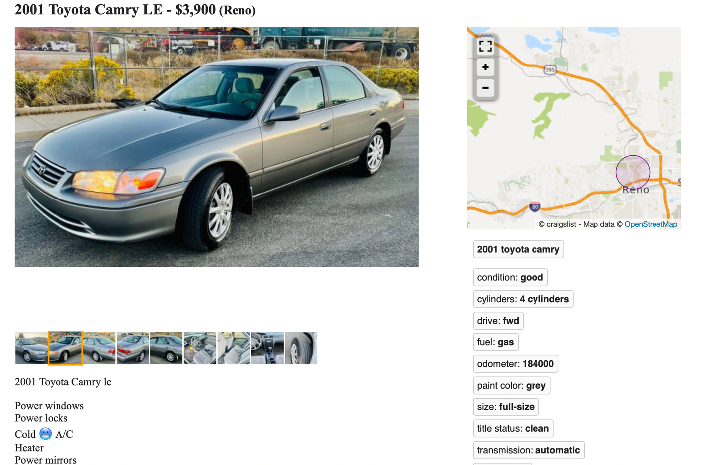 toyota camry 2001 le