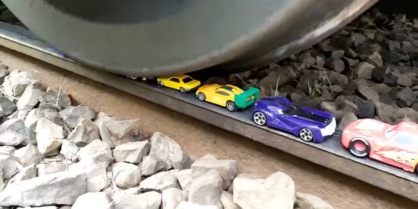 Watch Some Weirdo Crush Everything From Bones to Toys With a Train