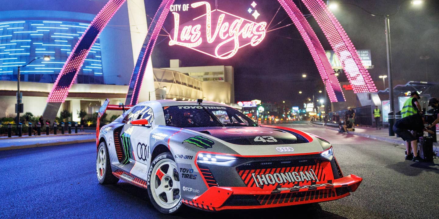 Watch Ken Block Tear Around Vegas in an Electric Audi for the Newest Gymkhana