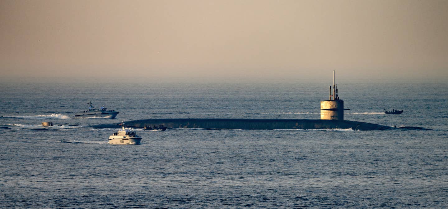 British patrol boats escort USS <em>Rhode Island</em> into port in Gibraltar. <em>DM Parody 2022 (https://www.flickr.com/photos/davidparody/) </em>