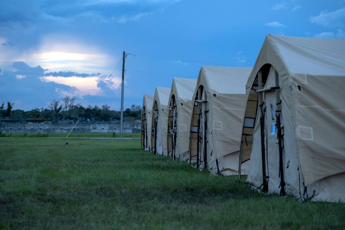 A row of tents at Avon Park in Florida during Agile Flag 22-2. <em>USAF</em>