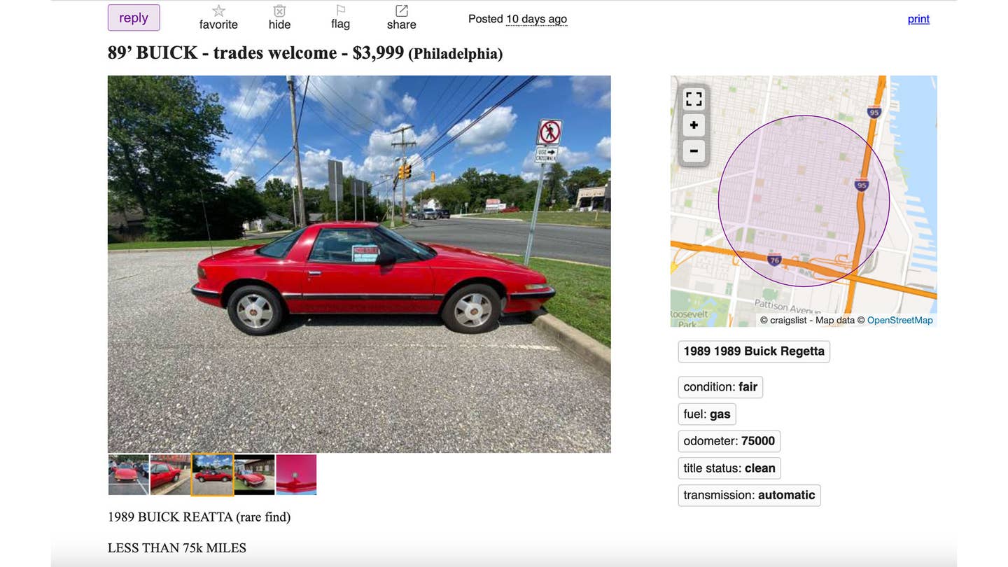 Buick Reatta $3,999