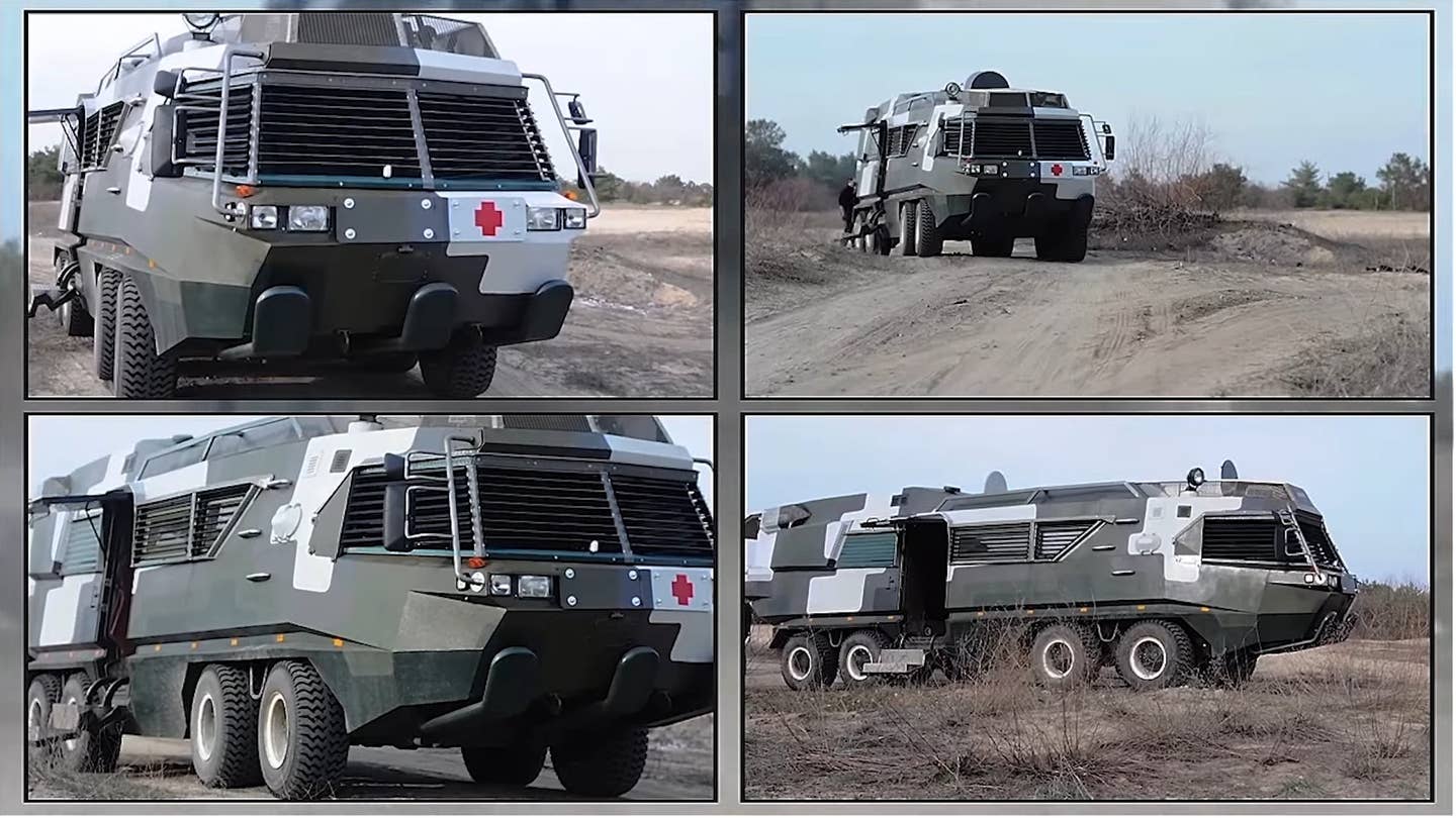 A composite of what appear to be older shots of the Ark from the 2014-2015 timeframe when Lyashenko first pitched it as a potential ambulance. <em>via Pirogov First Volunteer Mobile Hospital</em>