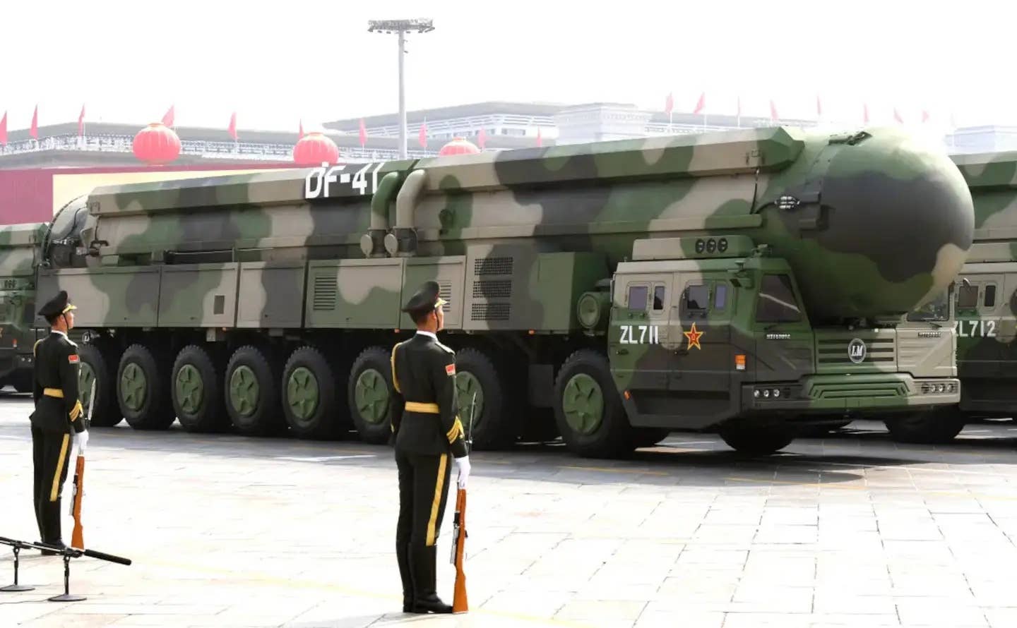 A road-mobile DF-41 ICBM seen during a parade through Beijing. <em>AP</em>
