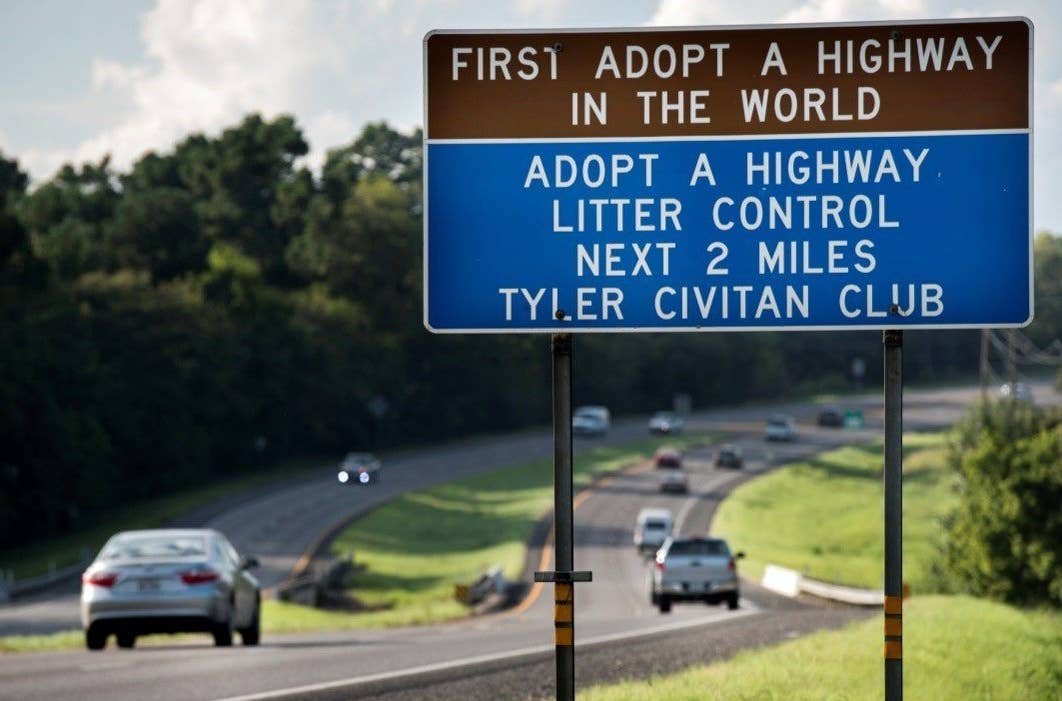 The first Adopt-a-Highway sign. <em>Texas Department of Transportation</em>