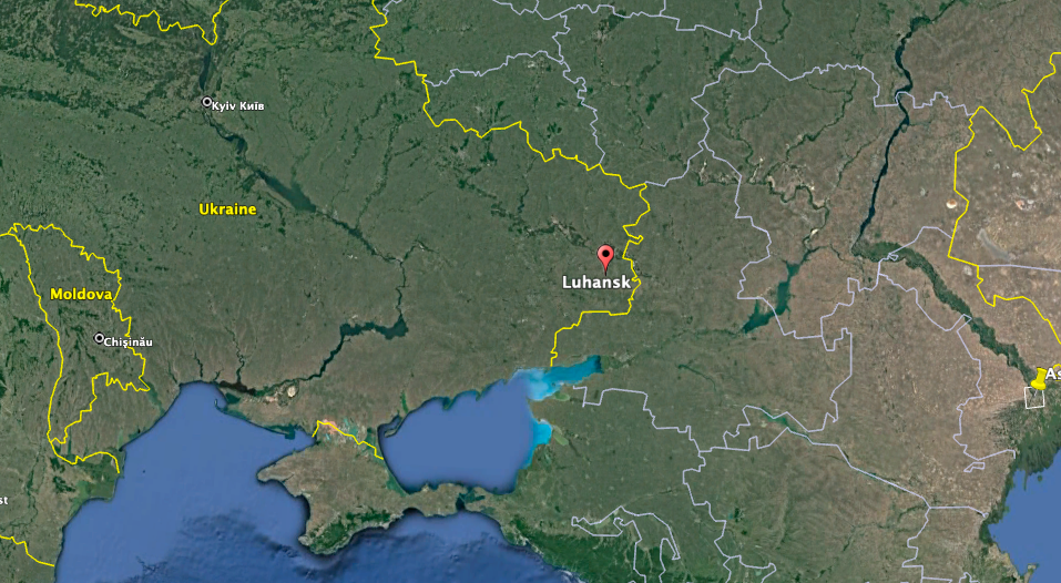 The Luhansk Oblast, in eastern Ukraine. (Google Earth image).