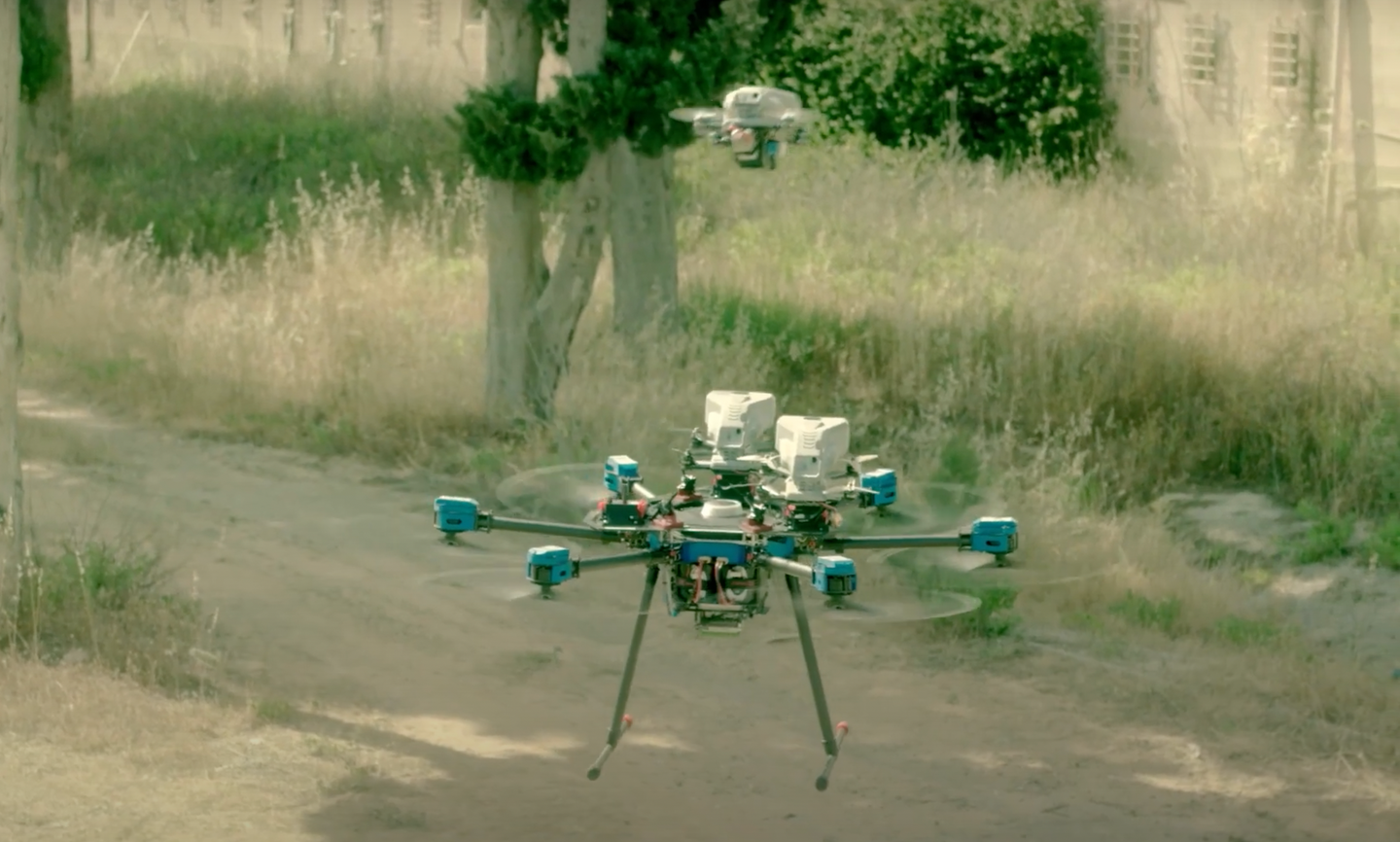 LANIUS launching from a hovering multicopter drone. <em>Credit: Elbit screengrab</em>