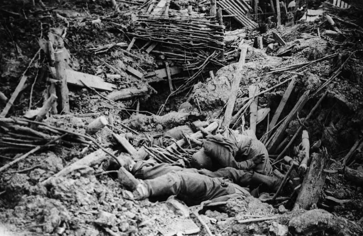 German trenches at Messines Ridge in the aftermath of the mine explosions. <em>Haig "Official Photographs" series/Wikimedia Commons. </em>