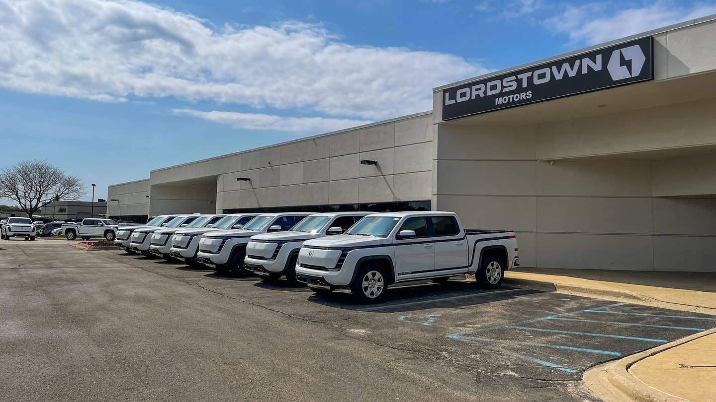 Pre-production Lordstown Endurance electric pickup trucks being tested at the Lordstown Motors facility in Farmington Hills, Mich.
